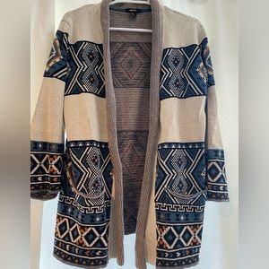 Boho print cardigan.